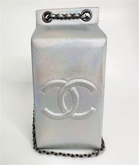 milk carton chanel bag|CHANEL Iridescent Silver Lait de Coco Milk Carton Bag .